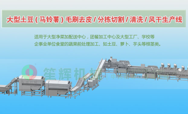 留坝连续式土豆去皮清洗切割风干生产线